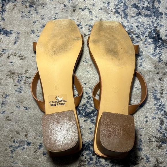 Lulus Tan Fallyn Naked Strap Slide Heel Sandals Size 9 - Picture 9 of 10